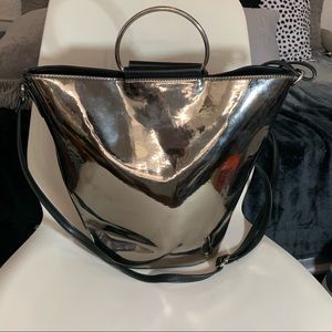 Chrome Metallic Bucket Bag